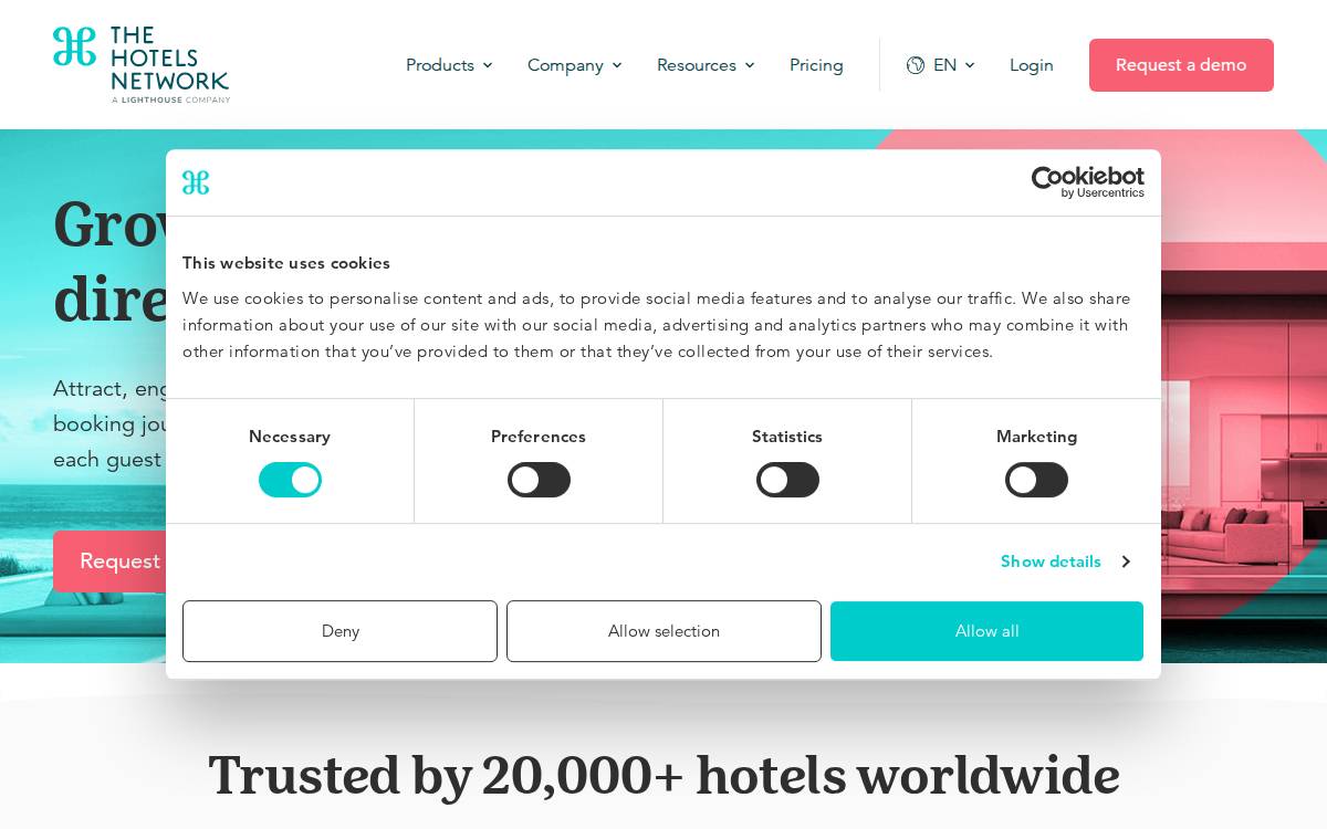 The Hotels Network website preview