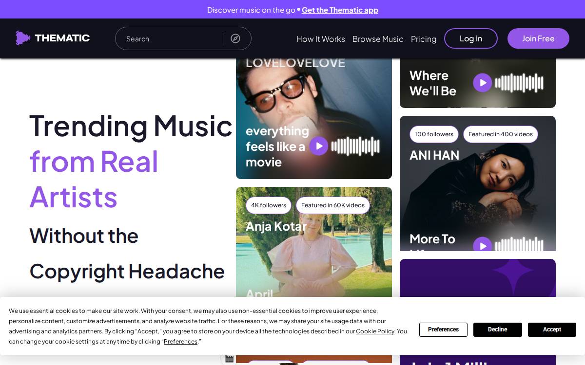 Thematic website preview