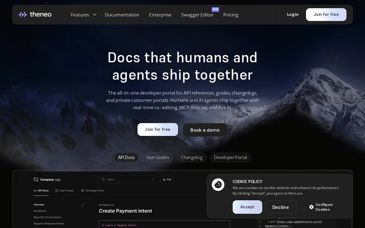Theneo website preview