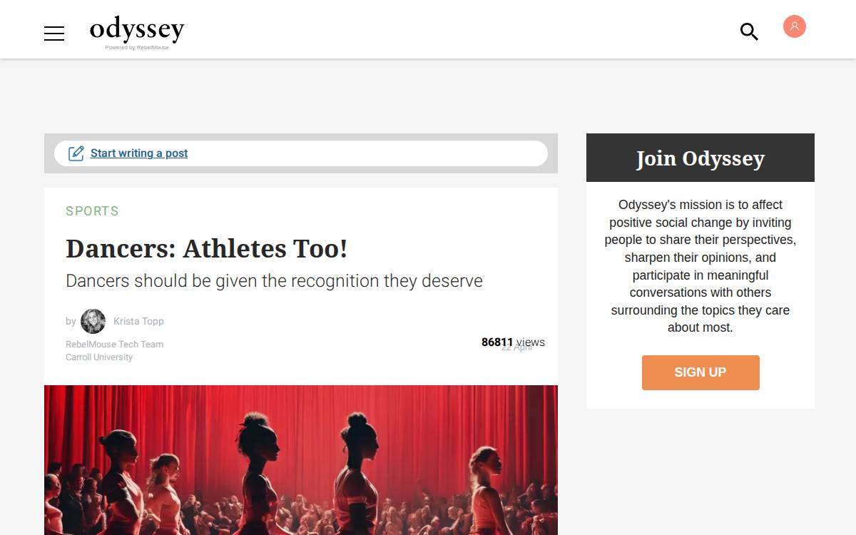 Theodysseyonline website preview