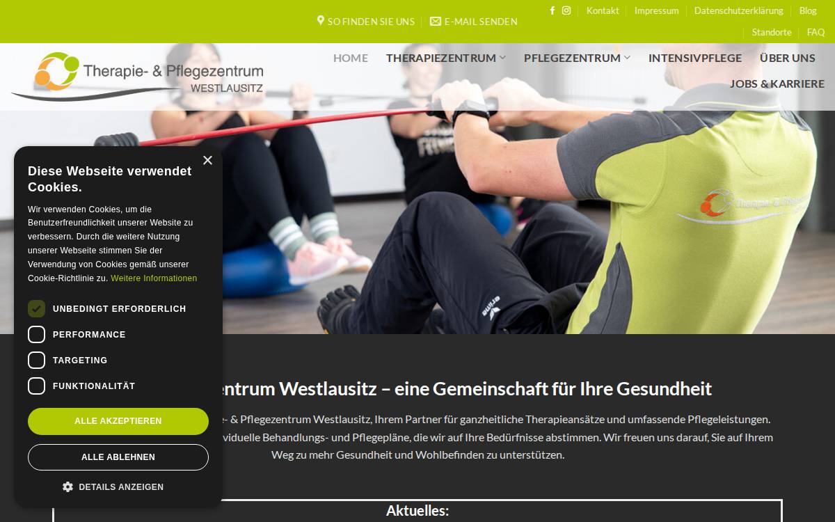 Therapie- und Pflegezentrum website preview