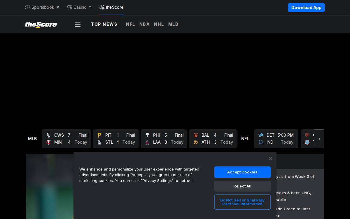 theScore website preview