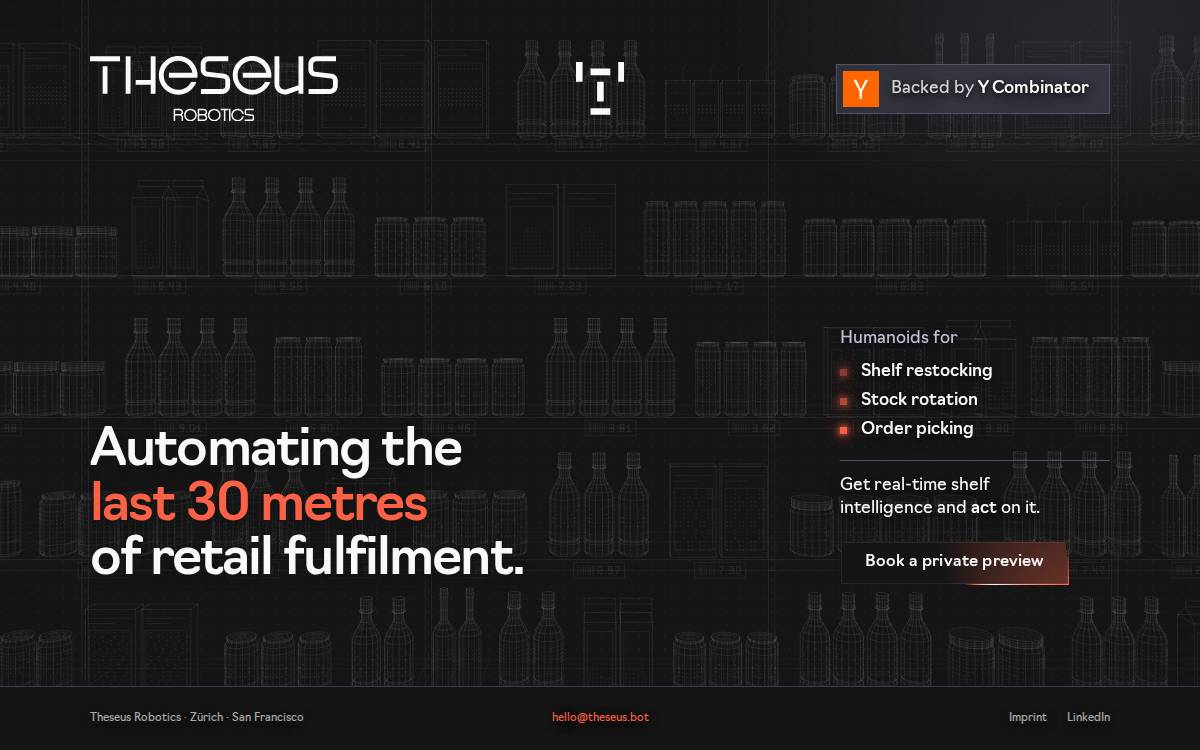 Theseus Robotics website preview