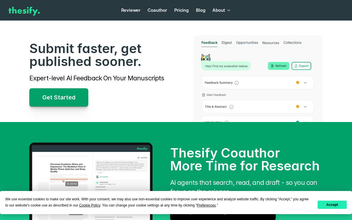 Thesify website preview