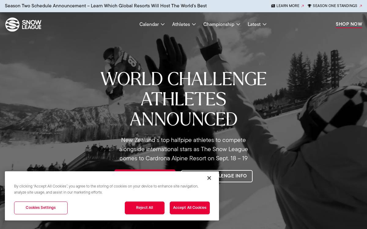 The Snow League website preview