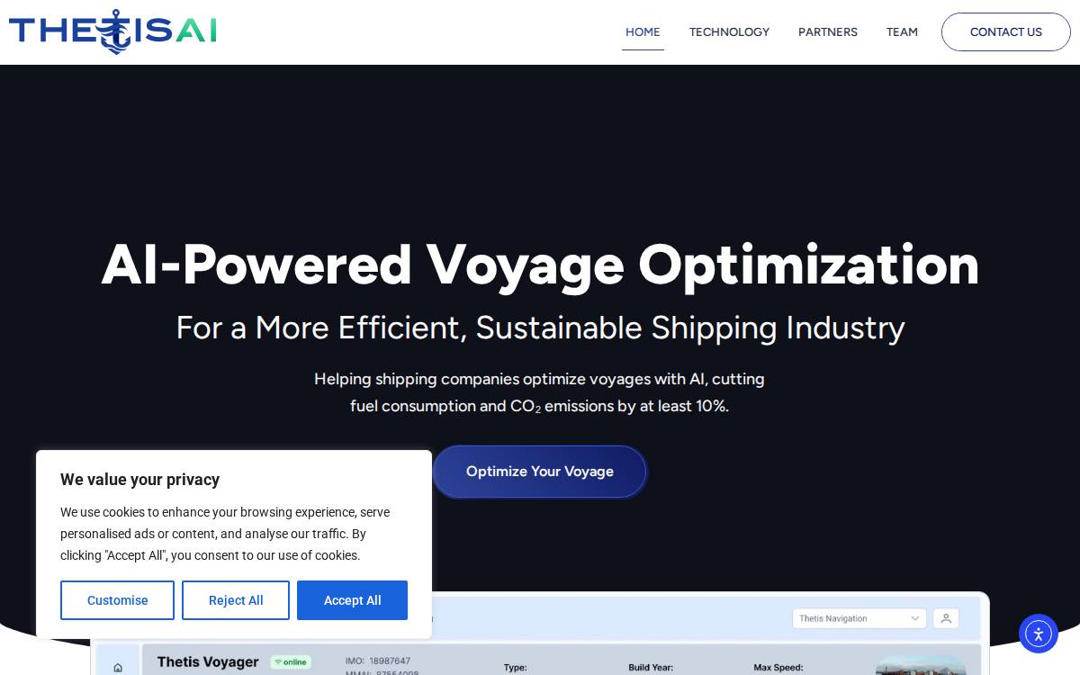 THETIS AI website preview