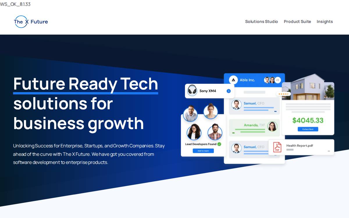 The X Future website preview