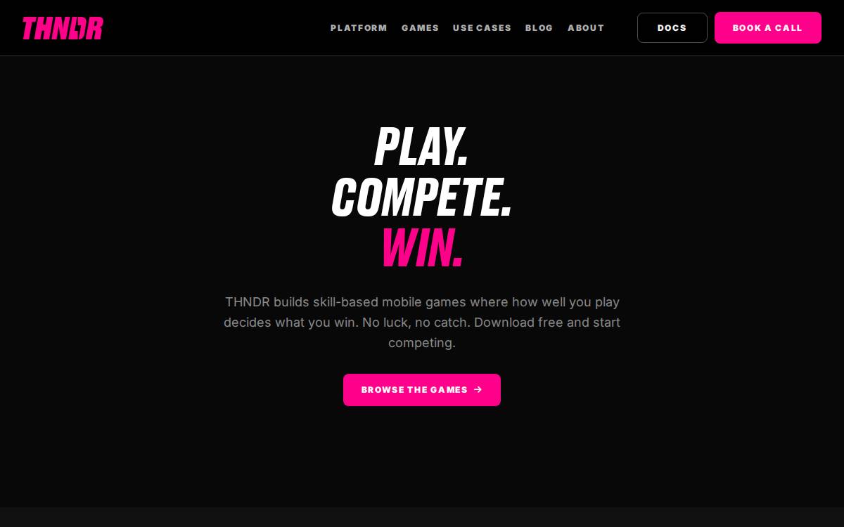 THNDR Games website preview