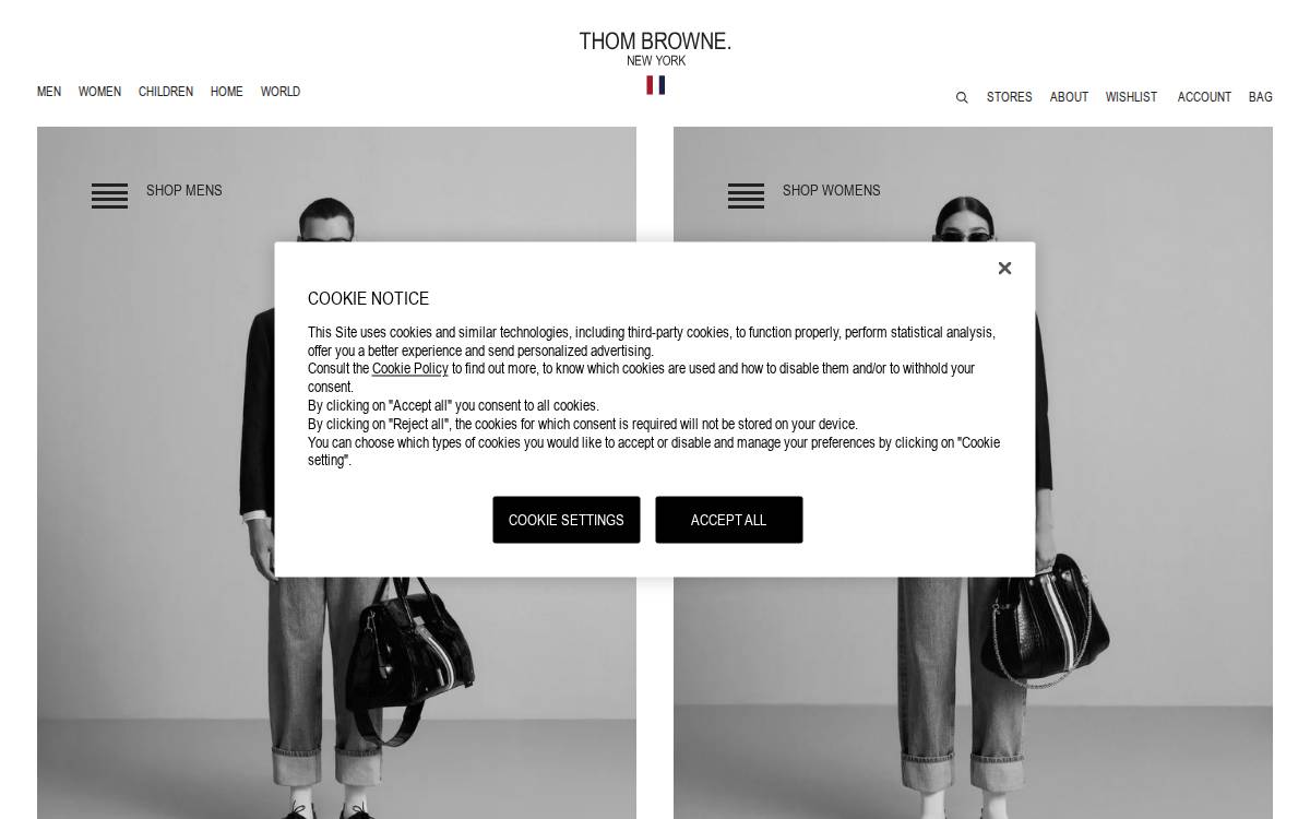 Thom Browne website preview