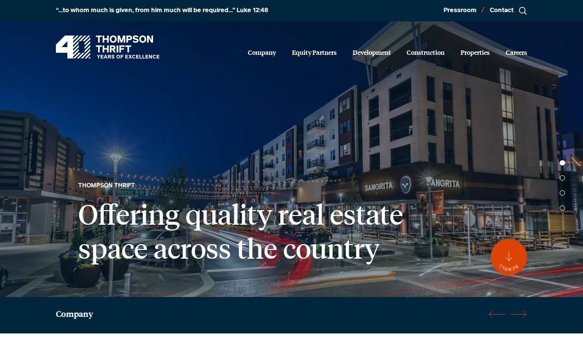 Thompson Thrift 2026 Multifamily Development website preview