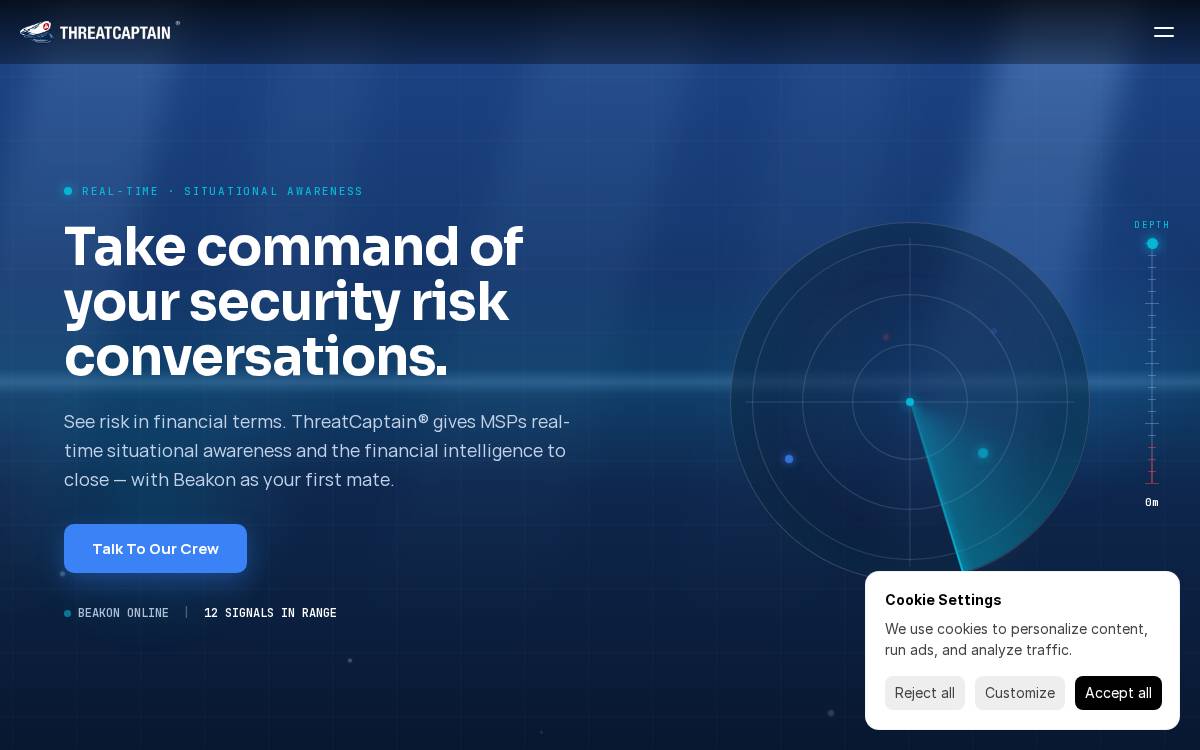 Threatcaptain website preview