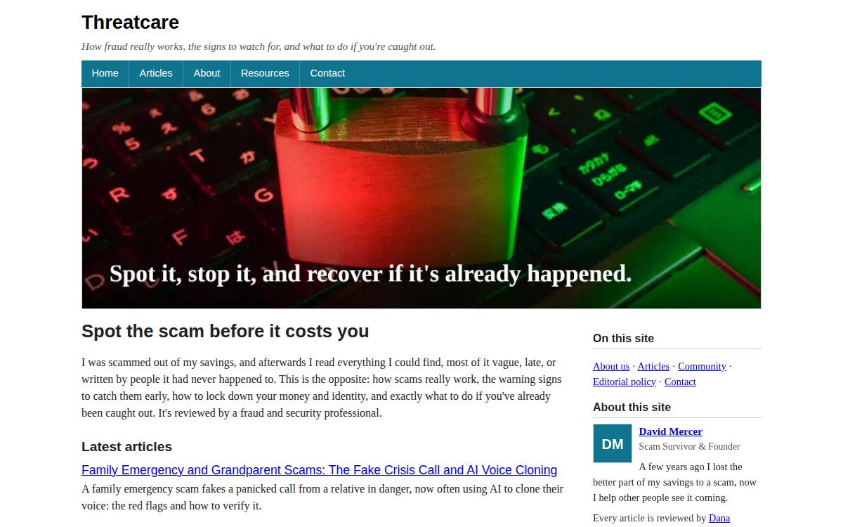 Threatcare website preview