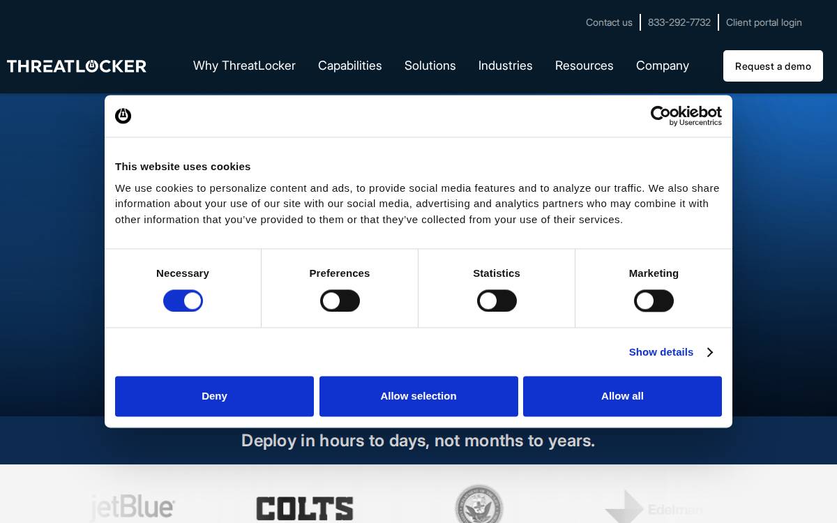 Threatlocker website preview