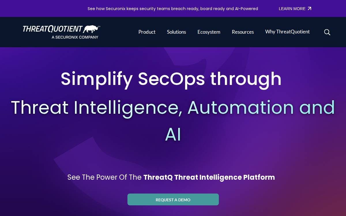 ThreatQuotient website preview