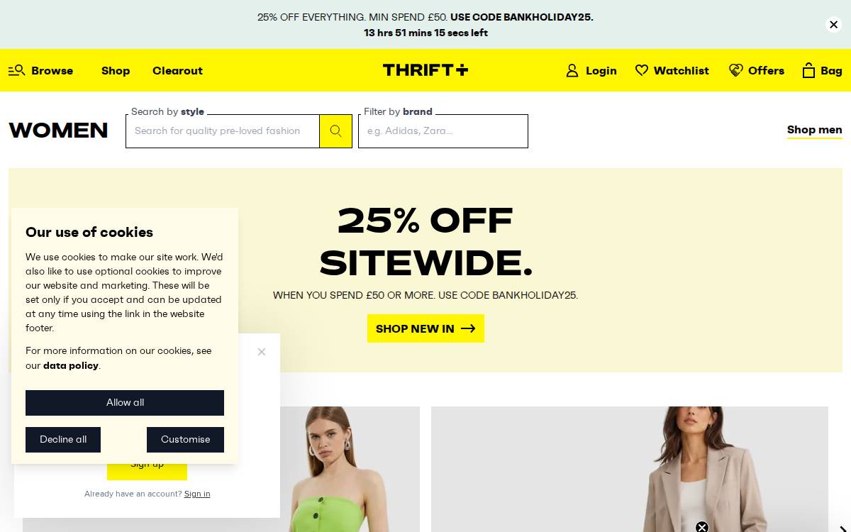 Thrift website preview