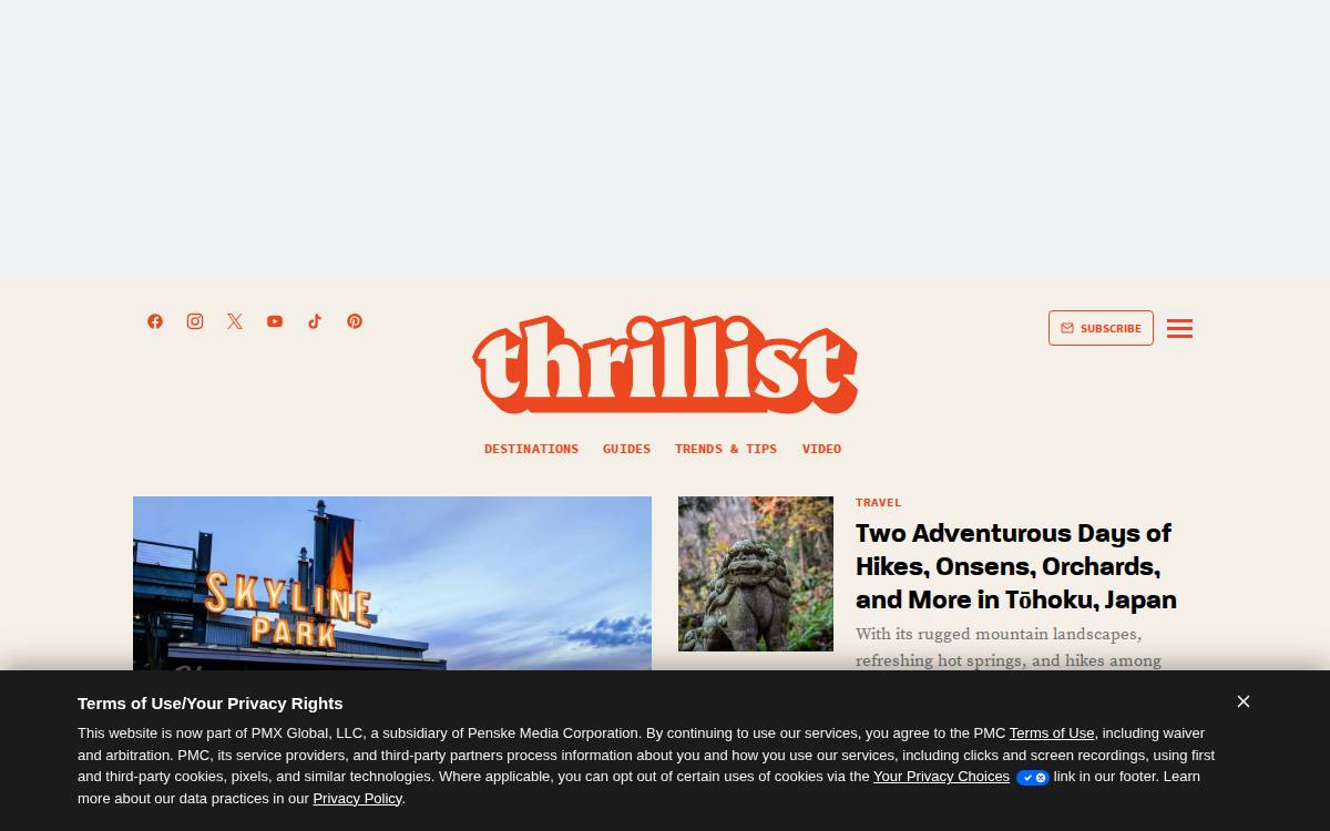 Thrillist website preview