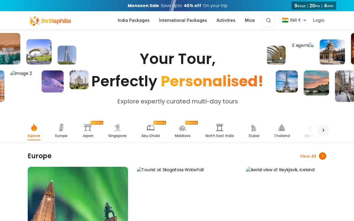 Thrillophilia website preview