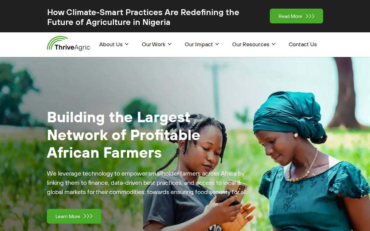 Thrive Agric website preview