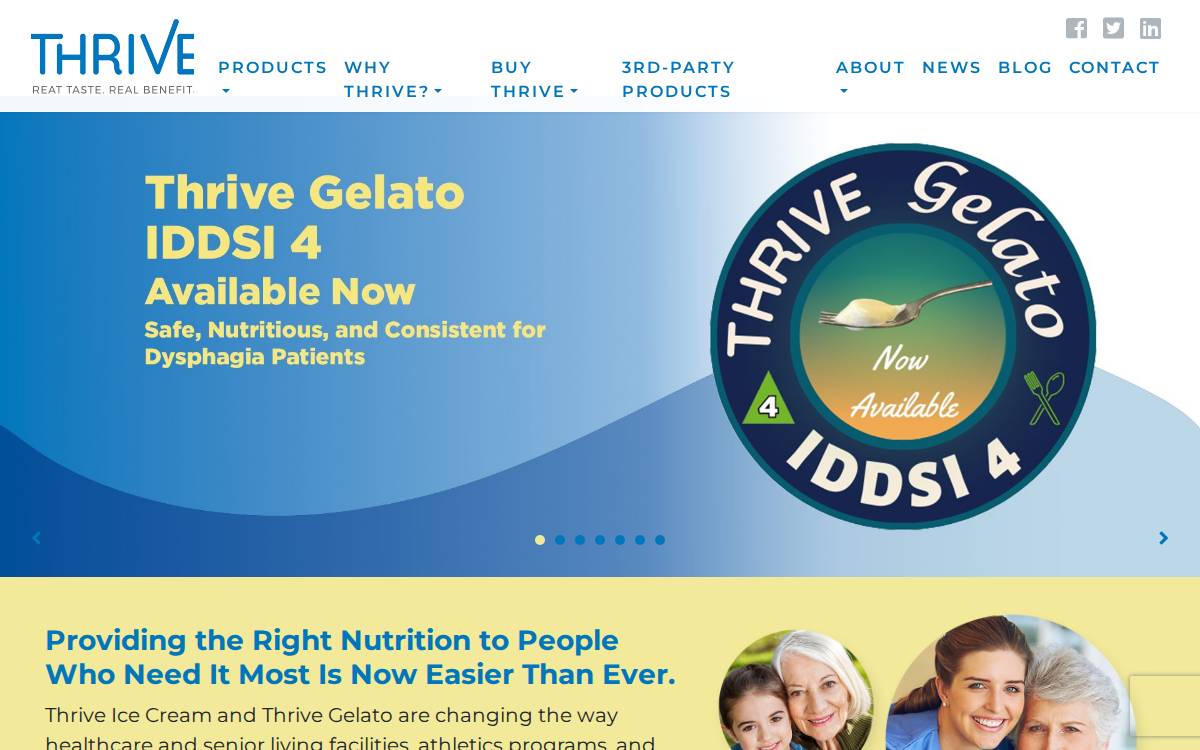 Thriveicecream website preview