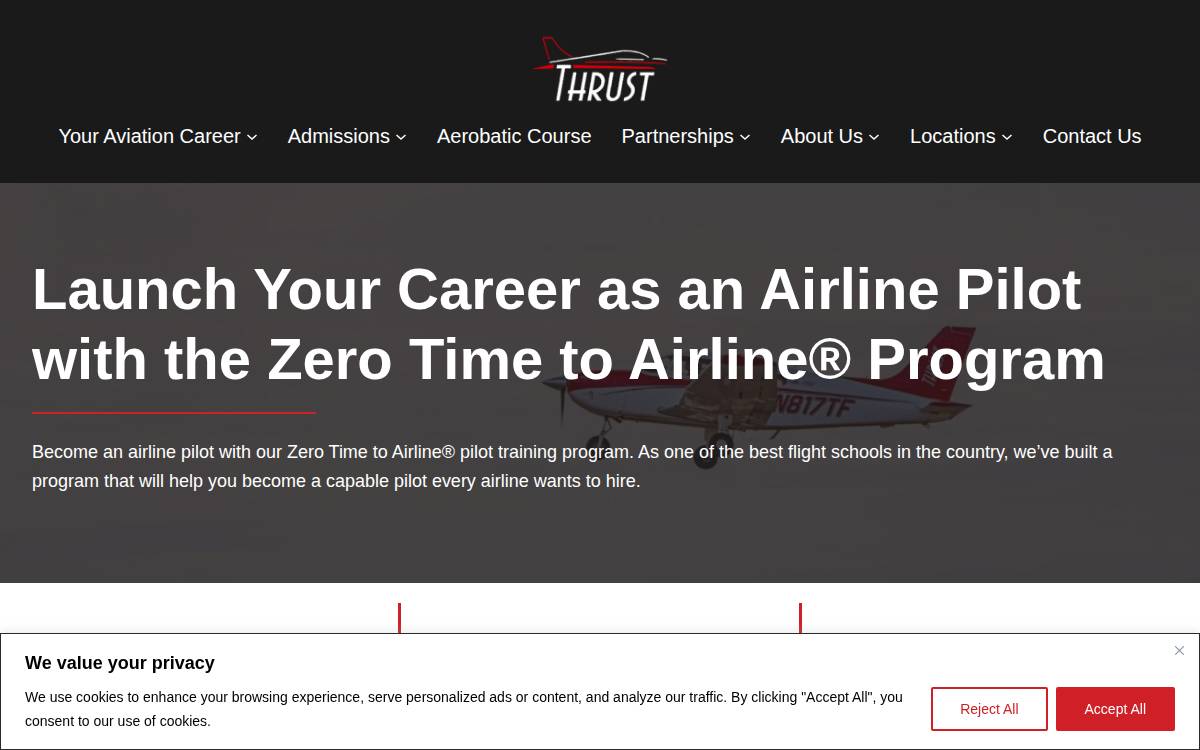 Thrust Flight website preview