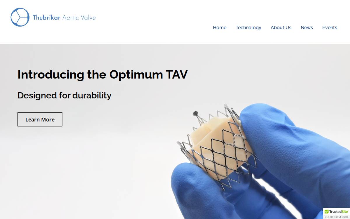 Thubrikar Aortic Valve, Inc. website preview