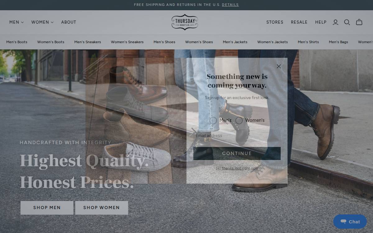 Thursdayboots website preview