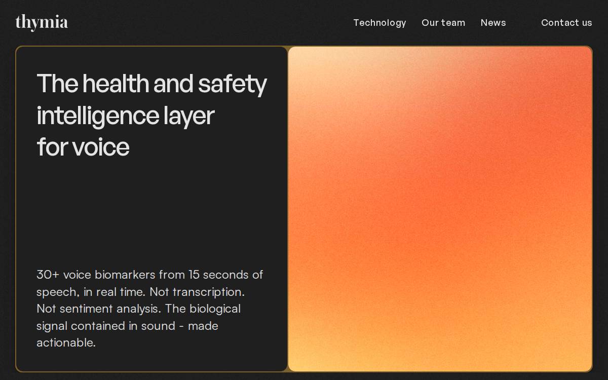 Thymia Ltd. website preview