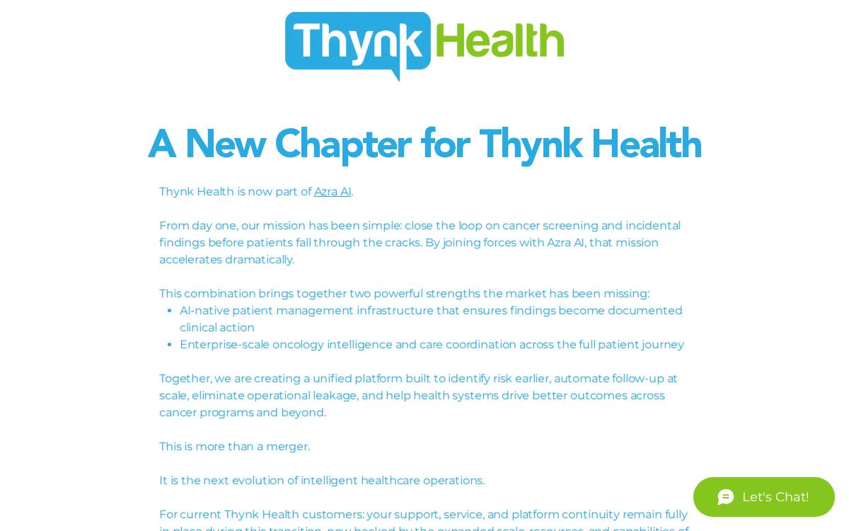Thynk Health website preview