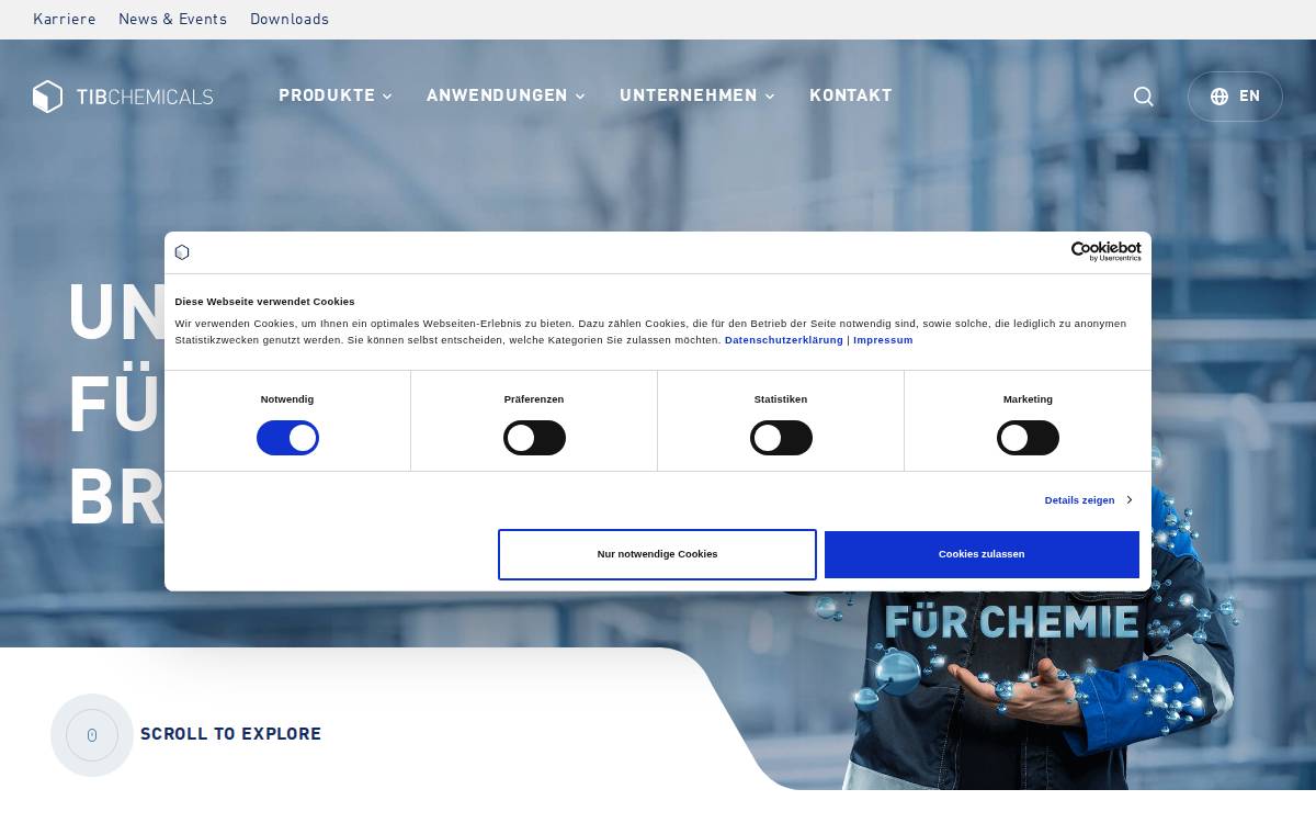TIB Chemicals website preview