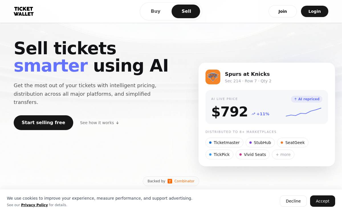 Ticket Wallet website preview
