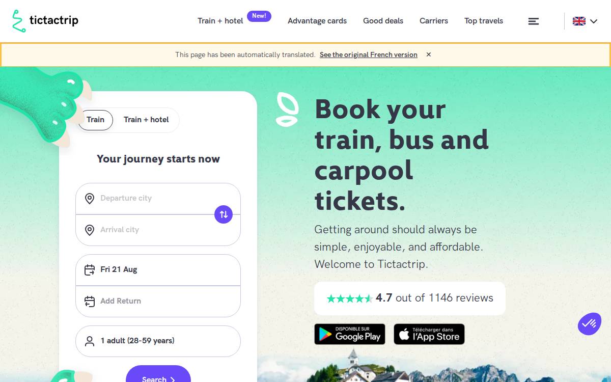 TicTacTrip website preview