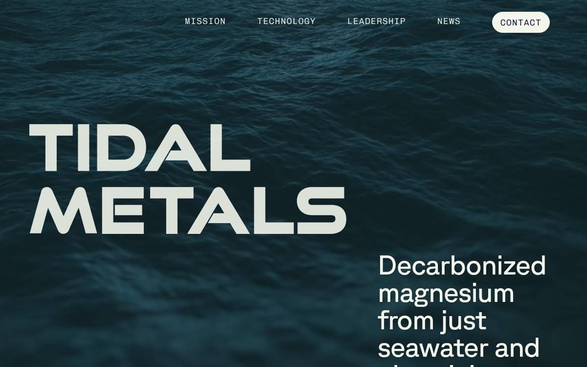 Tidal Metals website preview