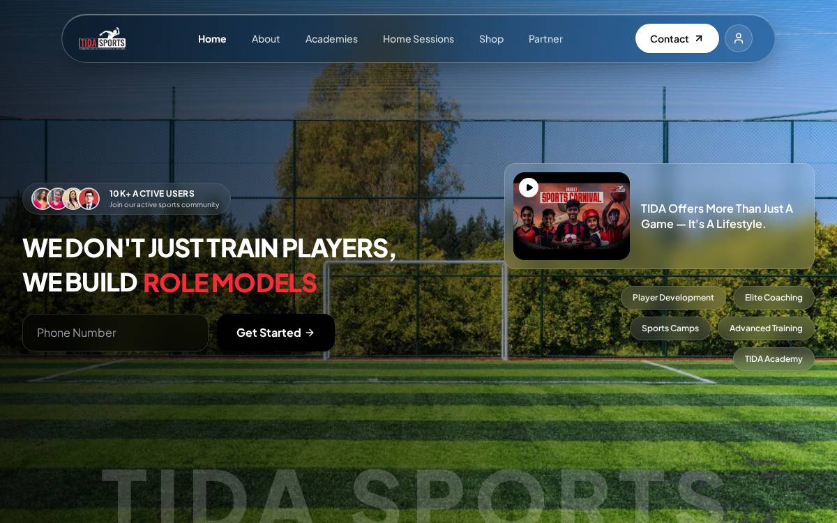 Tidasports website preview