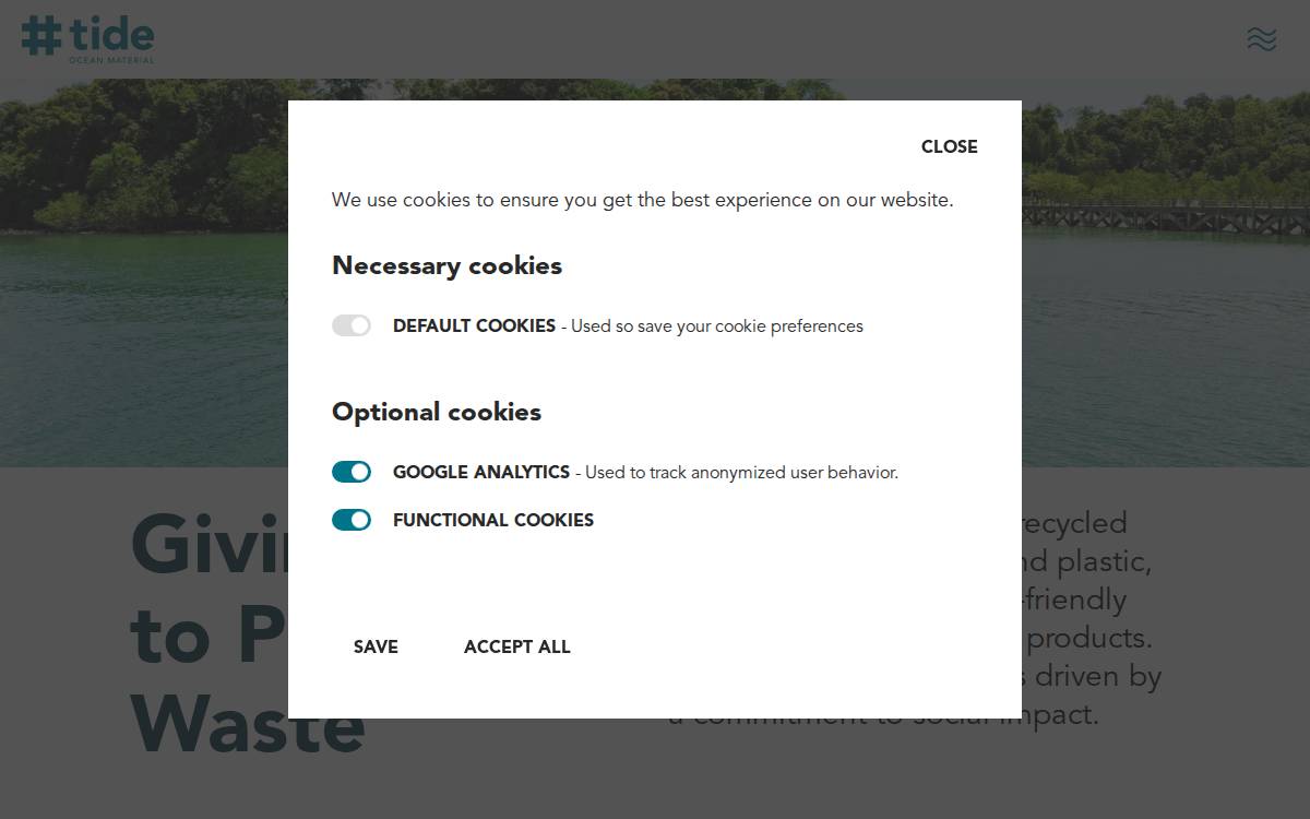 Tide Ocean website preview