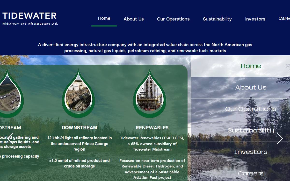 Tidewater Midstream website preview