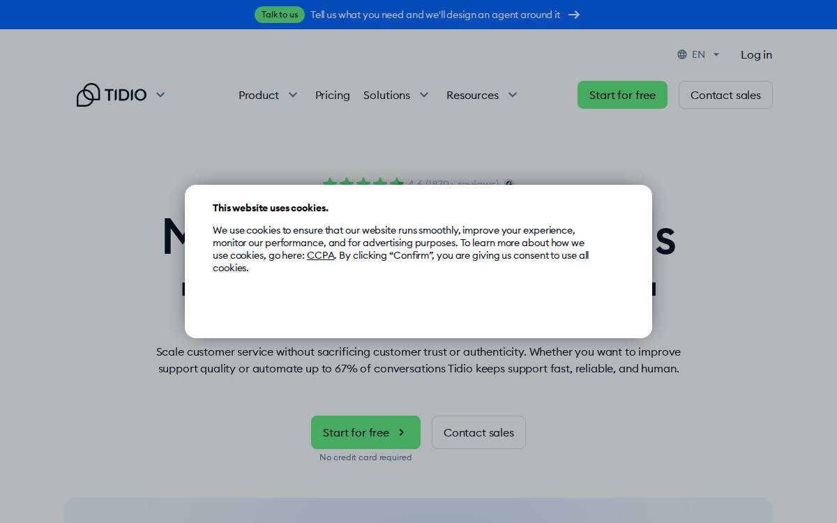 Tidio website preview