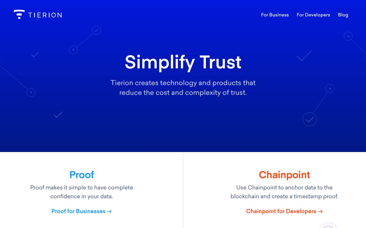 Tierion website preview