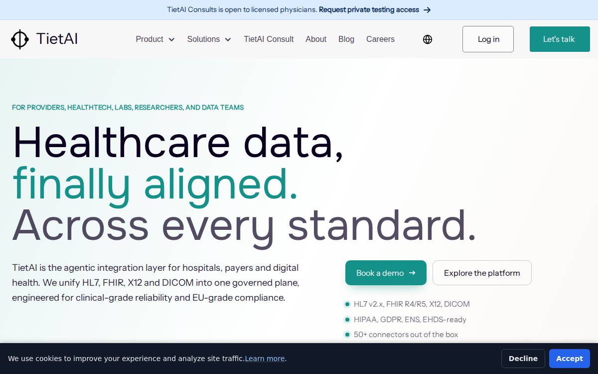 TietAI website preview