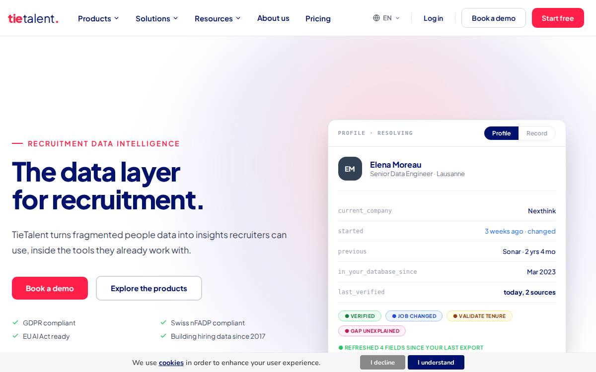 Tietalent website preview