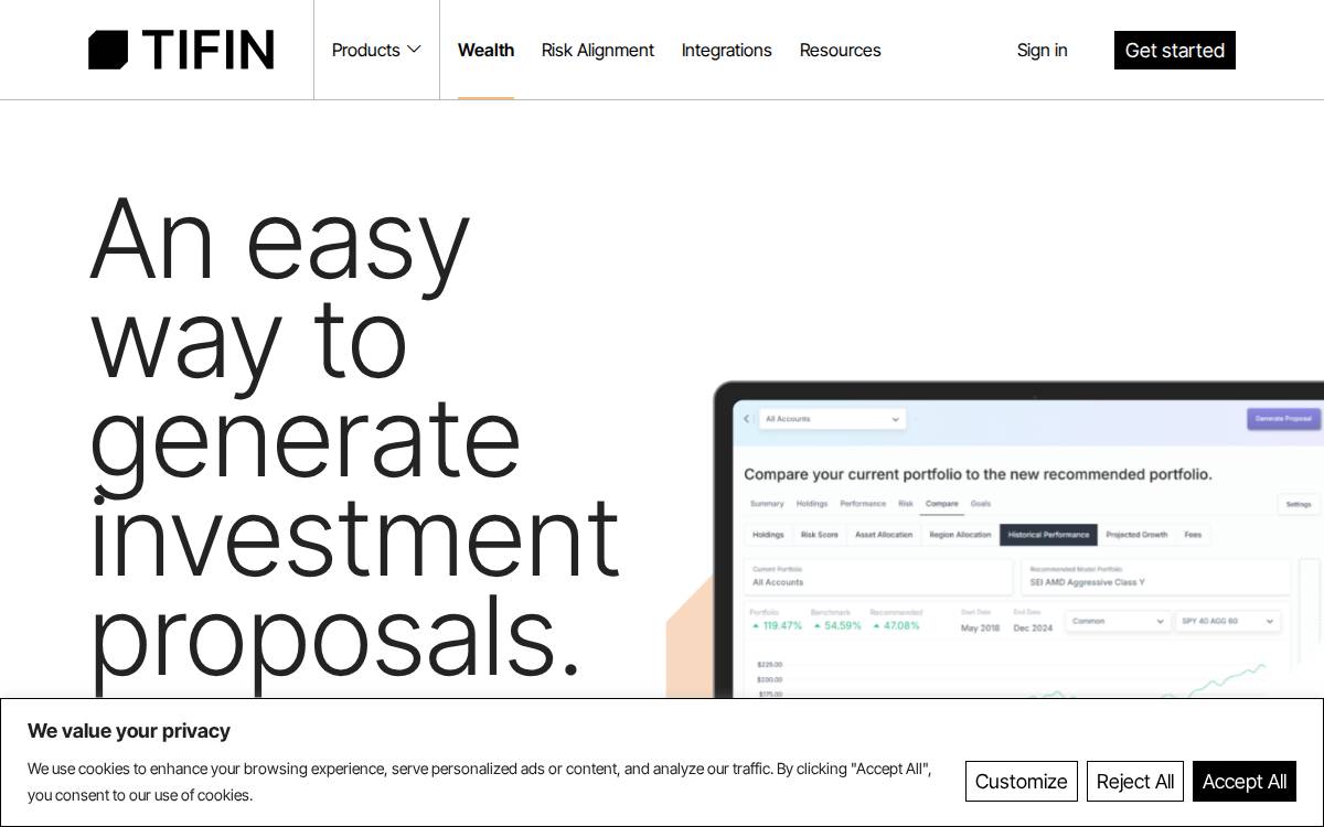 Tifin Wealth website preview
