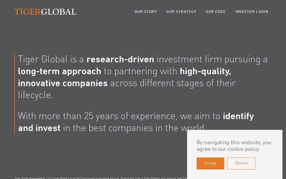 Tiger Global website preview