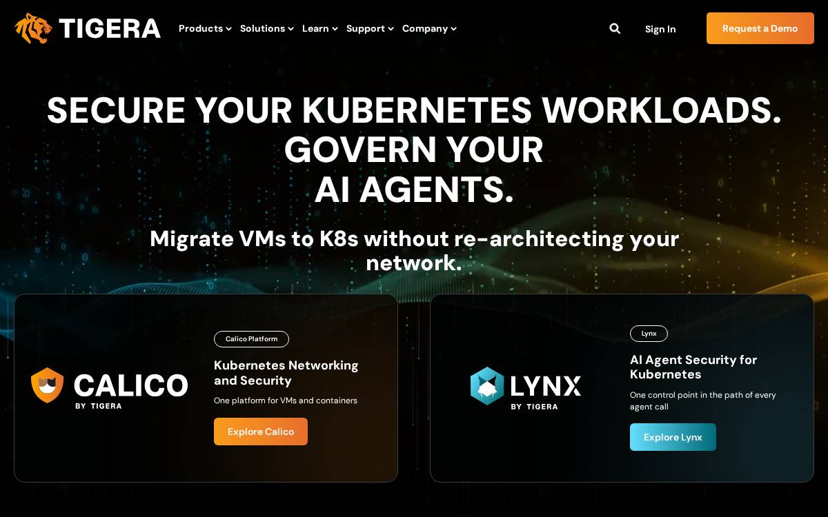 Tigera website preview