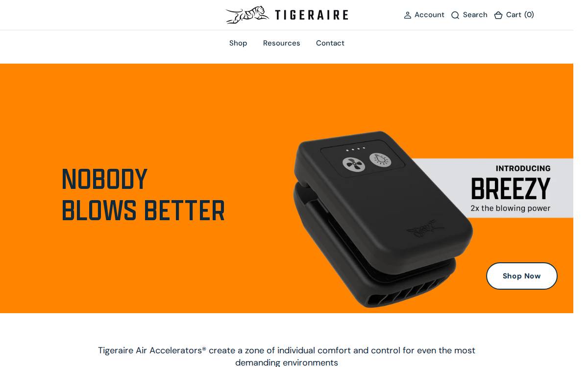 Tigeraire website preview
