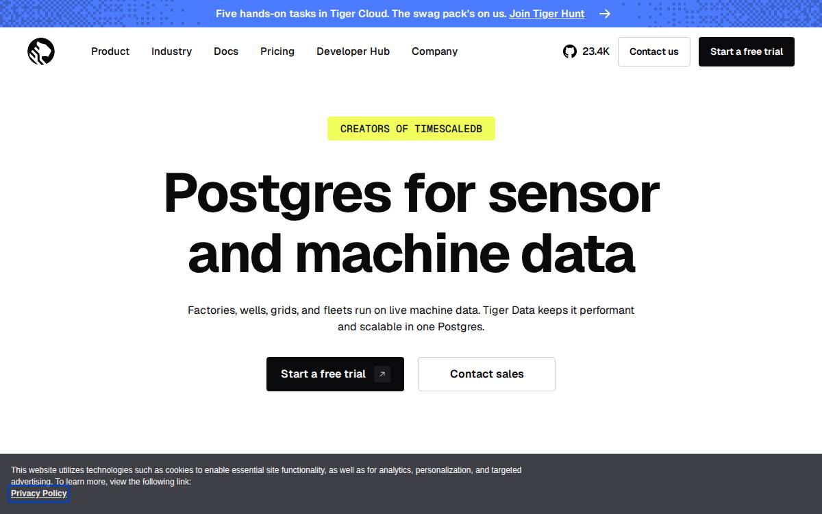 Tiger Data website preview