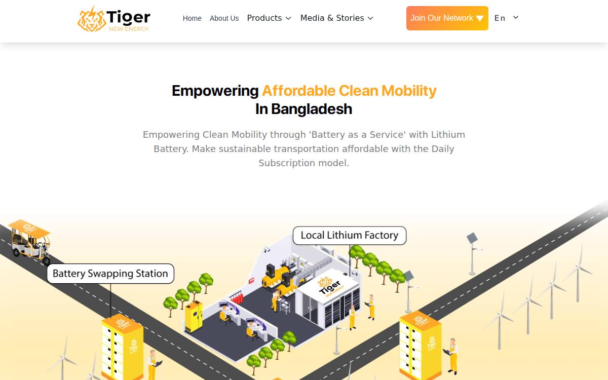Tiger New Energy website preview