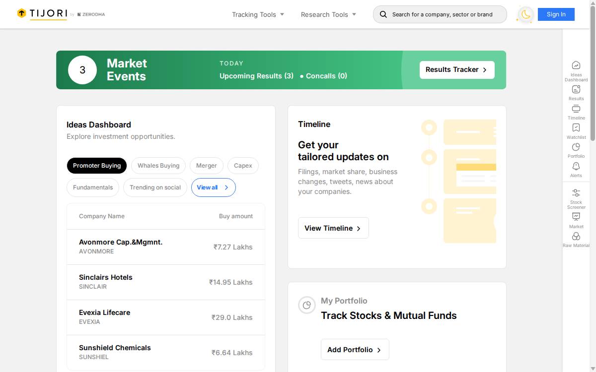 Tijori website preview