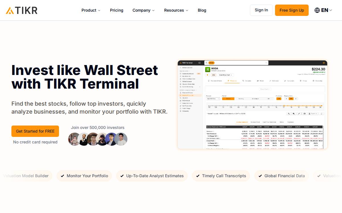 Tikr website preview