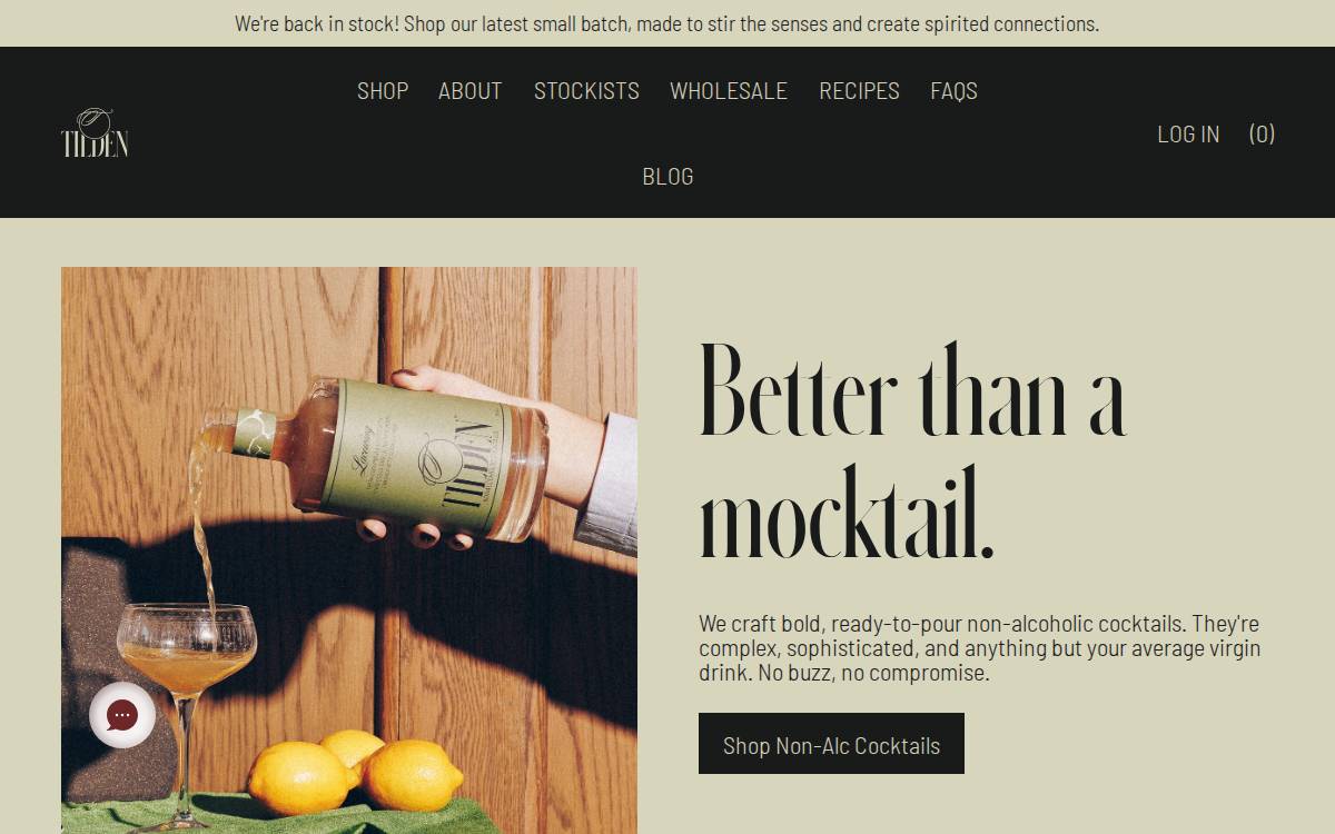 Tilden Cocktails website preview