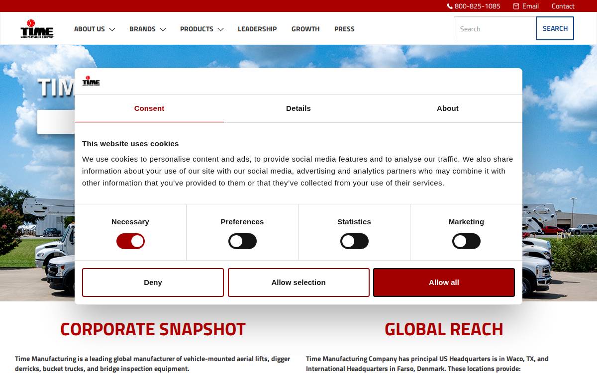 Time Manufacturing website preview
