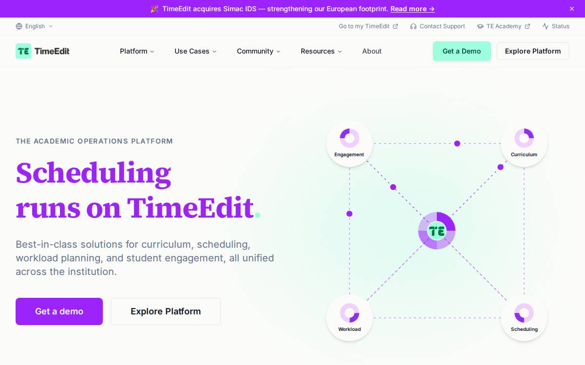 Timeedit website preview